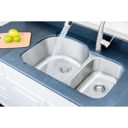 WELLS SINKWARE 32 in 18 Gauge Undermount 7030 Double Bowl Stainless Steel Kitchen Sink CMU322197D